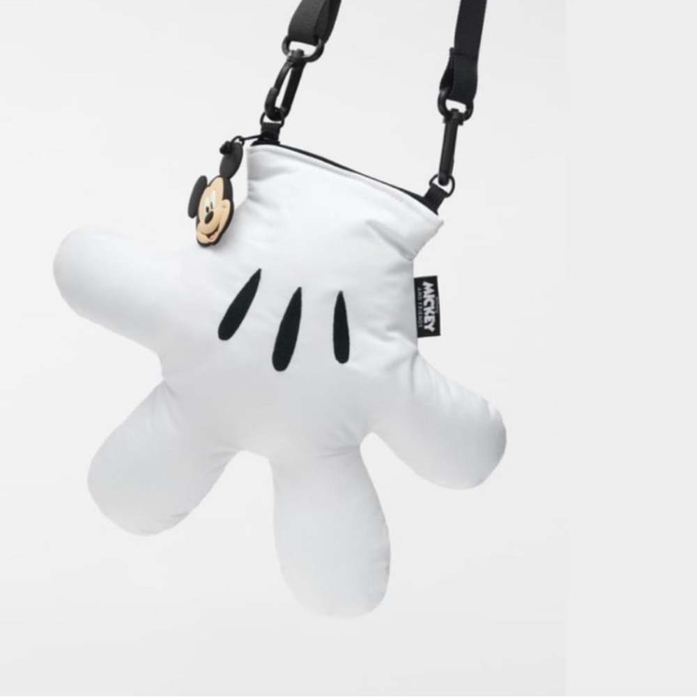 Zara White Mickey Glove Crossbody Bag with Black Details
